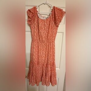 J. Crew White Dress with Orange and Black Floral Pattern